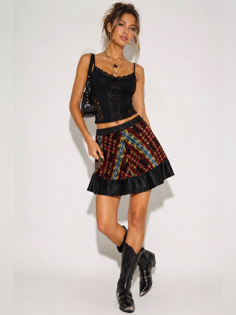 Umgee Tribal Print Mini Skirt Size Medium Boho Southwestern